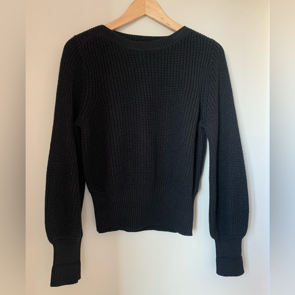 H&M Bell Sleeve Knit Crew Neck Sweater Black - Picture 1 of 4